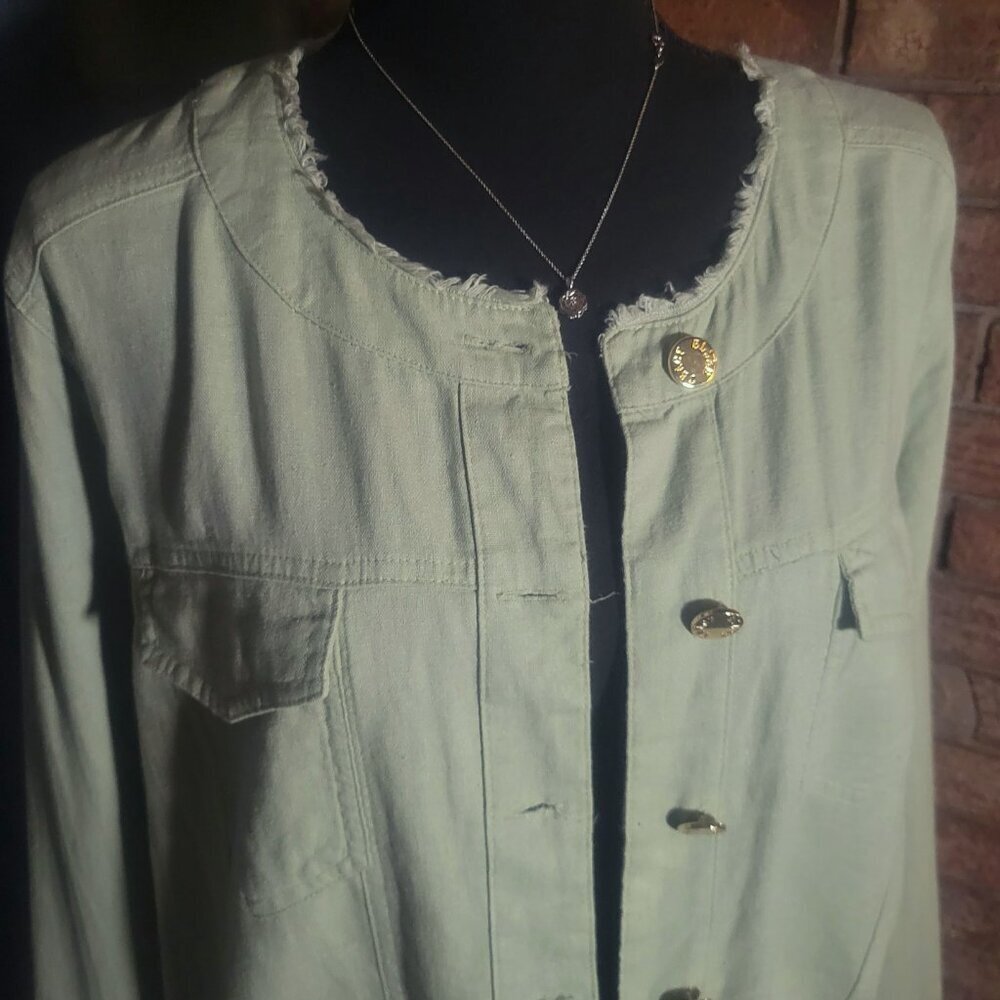 NWT!! Ellen Tracy Linen Blend Women's Pale Sage Lightweight - Picture 2 of 14
